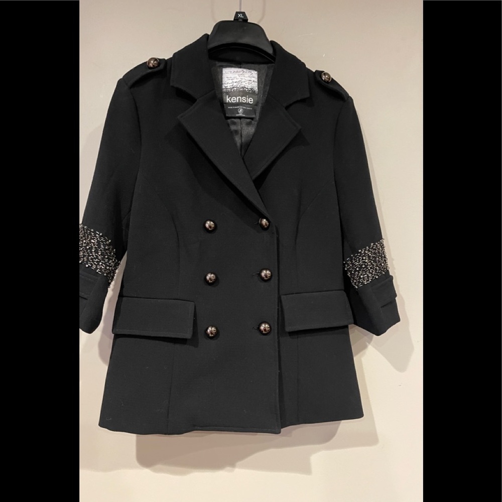 Kensie Double Breasted Black Fully lined Blazer EUC